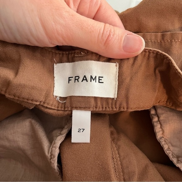 FRAME Relaxed Utility Cargo Cotton Trousers in Washed Latte - Picture 9 of 11